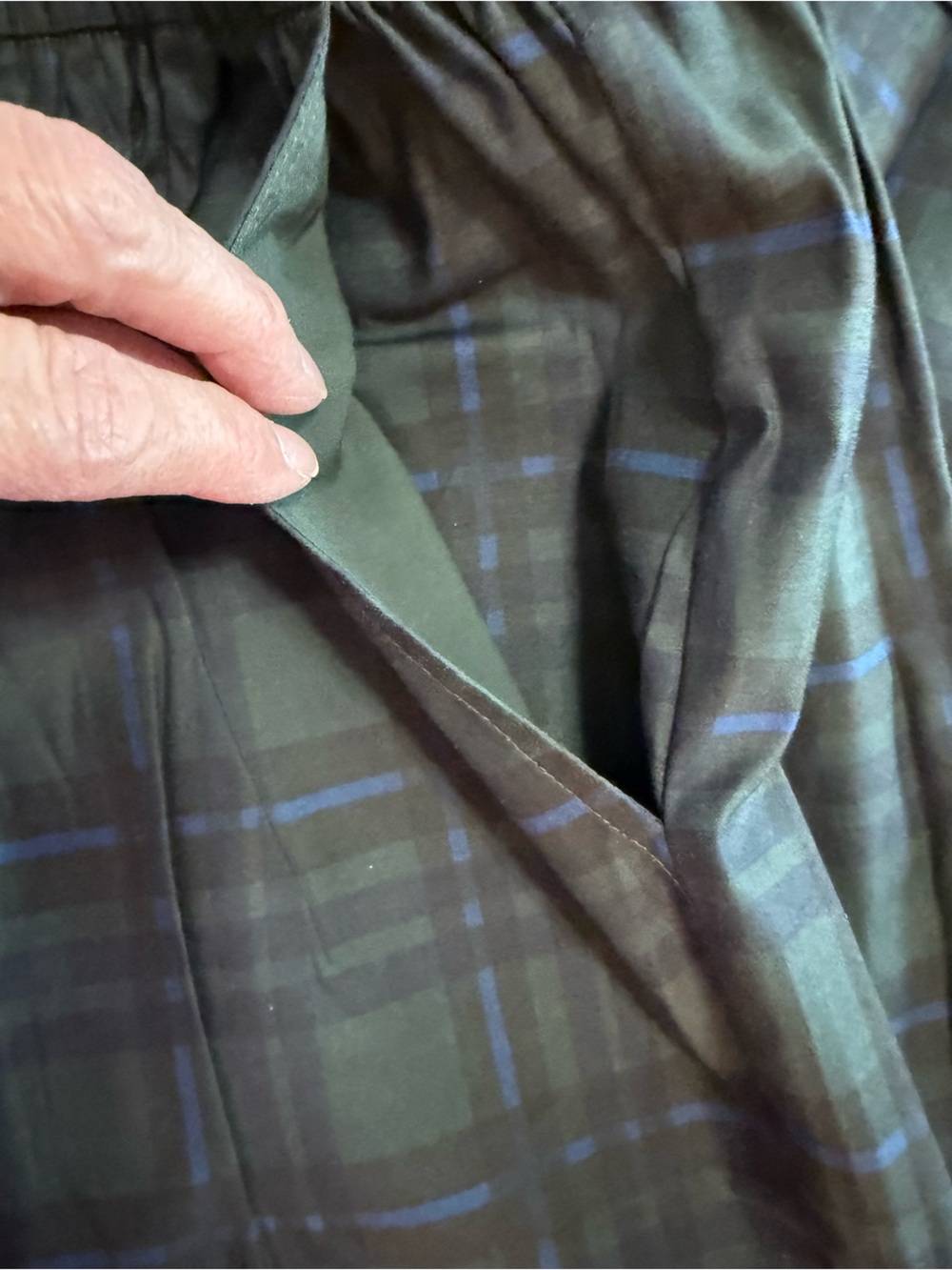 Reformation Plaid Pajama Set in Green and Blue - Picture 7 of 10